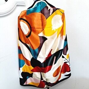 Square Oversized Satin Hair Scarf Retro Colorblock Colorful floral 💖2/$30
